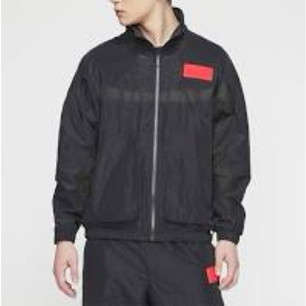 Jordan Men's Black Bomber Jacket with Red Patch
